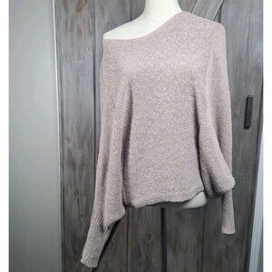 Wearing Your Heart On Your Sleeve Open Knit Sweater Dolman Sleeve Womens Small